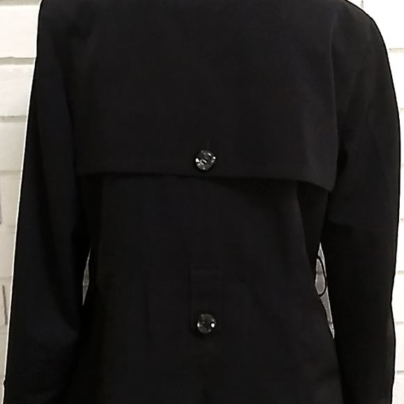 Liz Claiborne Black Trench Coat Jacket. Size Small - Picture 8 of 13